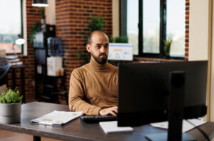 Man sitting at computer